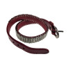 Bordeauxrode Leren Wikkelarmband met Studs  - Verstelbaar 14 en 18 cm
