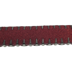 Bordeauxrode Leren Wikkelarmband met Studs  - Verstelbaar 14 en 18 cm