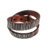 Tanbruine Leren Wikkelarmband met Studs  - Verstelbaar 14 en 18 cm