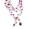 Gehaakte Damesketting in Roze en Paars - Lengte 185 cm