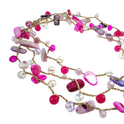 Gehaakte Damesketting in Roze en Paars - Lengte 185 cm