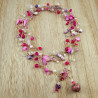 Gehaakte Damesketting in Roze en Paars - Lengte 185 cm