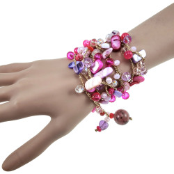 Gehaakte Damesketting in Roze en Paars - Lengte 185 cm