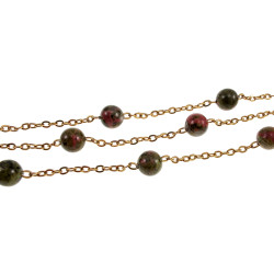 Damesketting met Unakiet Natuursteen en Goudkleurig RVS - 45-50 cm