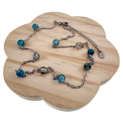 Dames RVS Ketting met Blauwe Drakenaderagaat Natuursteen - 45-50 cm