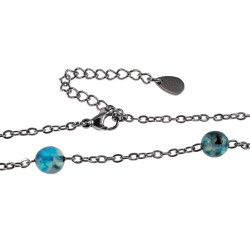 Dames RVS Ketting met Blauwe Drakenaderagaat Natuursteen - 45-50 cm