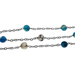 Dames RVS Ketting met Blauwe Drakenaderagaat Natuursteen - 45-50 cm