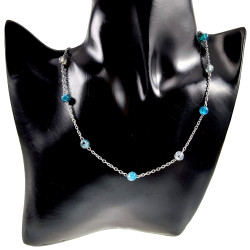 Dames RVS Ketting met Blauwe Drakenaderagaat Natuursteen - 45-50 cm