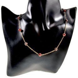 Dames Verguld RVS Ketting met Amerikaanse Natuursteen - 45-50 cm