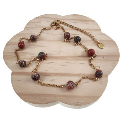 Dames Verguld RVS Ketting met Amerikaanse Natuursteen - 45-50 cm
