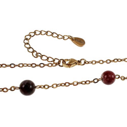 Dames Verguld RVS Ketting met Amerikaanse Natuursteen - 45-50 cm