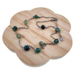 Dames RVS Ketting met Groene Drakenaderagaat - Verstelbaar 45-50 cm