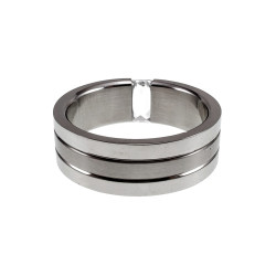 Unisex Ring met rRechthoekige Zirkonia - Gepolijst en Matte RVS