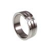 Unisex Ring met rRechthoekige Zirkonia - Gepolijst en Matte RVS