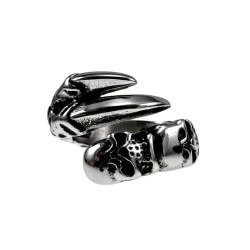 Herenring Biker Stijl met Schedels en Klauwdesign - Gepolijste RVS