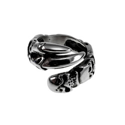 Herenring Biker Stijl met Schedels en Klauwdesign - Gepolijste RVS