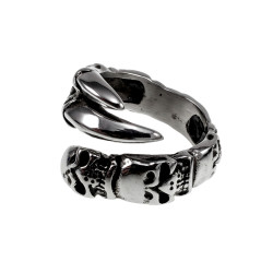 Herenring Biker Stijl met Schedels en Klauwdesign - Gepolijste RVS