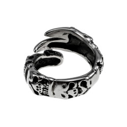 Herenring Biker Stijl met Schedels en Klauwdesign - Gepolijste RVS