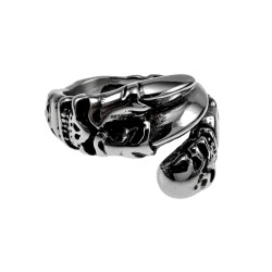 Herenring Biker Stijl met Schedels en Klauwdesign - Gepolijste RVS