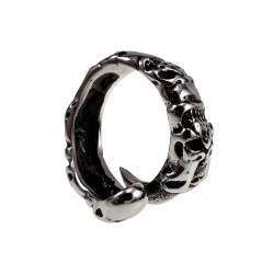 Herenring Biker Stijl met Schedels en Klauwdesign - Gepolijste RVS