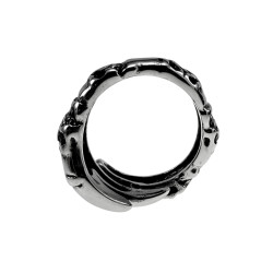 Herenring Biker Stijl met Schedels en Klauwdesign - Gepolijste RVS