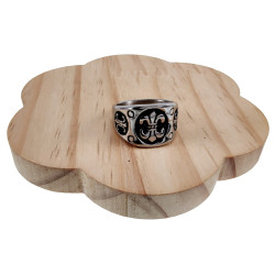 Stijlvolle Herenring met Fleur-de-lis Design - Gepolijste RVS