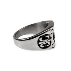 Stijlvolle Herenring met Fleur-de-lis Design - Gepolijste RVS