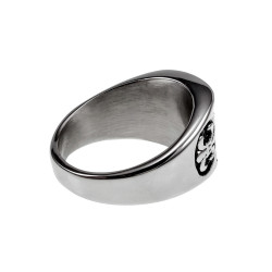 Stijlvolle Herenring met Fleur-de-lis Design - Gepolijste RVS