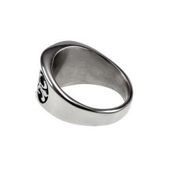 Stijlvolle Herenring met Fleur-de-lis Design - Gepolijste RVS