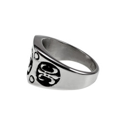 Stijlvolle Herenring met Fleur-de-lis Design - Gepolijste RVS