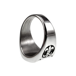 Stijlvolle Herenring met Fleur-de-lis Design - Gepolijste RVS