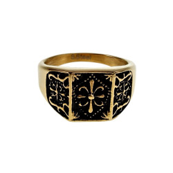 Klassieke Heren Zegelring met Fleur-de-lis Design - Verguld RVS