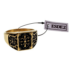 Klassieke Heren Zegelring met Fleur-de-lis Design - Verguld RVS