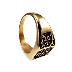 Klassieke Heren Zegelring met Fleur-de-lis Design - Verguld RVS