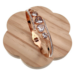 Elegante Bangle Armband met Harten en Zirkonia -Roségoudkleurig RVS