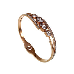 Elegante Bangle Armband met Harten en Zirkonia -Roségoudkleurig RVS