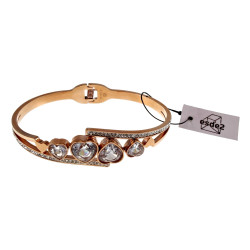 Elegante Bangle Armband met Harten en Zirkonia -Roségoudkleurig RVS