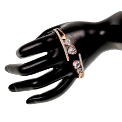 Elegante Bangle Armband met Harten en Zirkonia -Roségoudkleurig RVS
