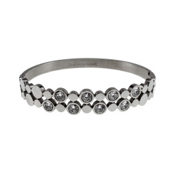 Elegante Bangle Armband met Zirkonias en Ronde Details Gepolijst RVS