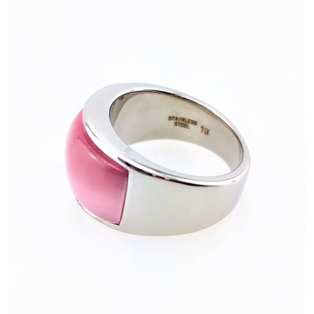 Roestvrijstalen Ring met Rose Opaal