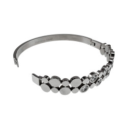 Elegante Bangle Armband met Zirkonias en Ronde Details Gepolijst RVS