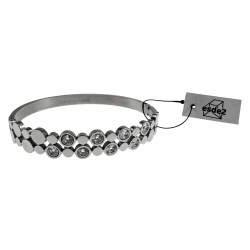 Elegante Bangle Armband met Zirkonias en Ronde Details Gepolijst RVS