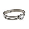 Dames Bangle Armband met Zirkonia en Transparante Cabochons - RVS