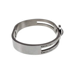 Dames Bangle Armband met Zirkonia en Transparante Cabochons - RVS