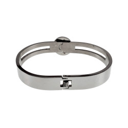 Dames Bangle Armband met Zirkonia en Transparante Cabochons - RVS