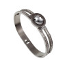 Dames Bangle Armband met Zirkonia en Transparante Cabochons - RVS