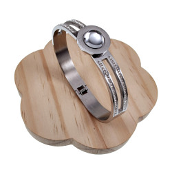 Dames Bangle Armband met Zirkonia en Transparante Cabochons - RVS