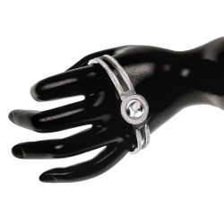 Dames Bangle Armband met Zirkonia en Transparante Cabochons - RVS
