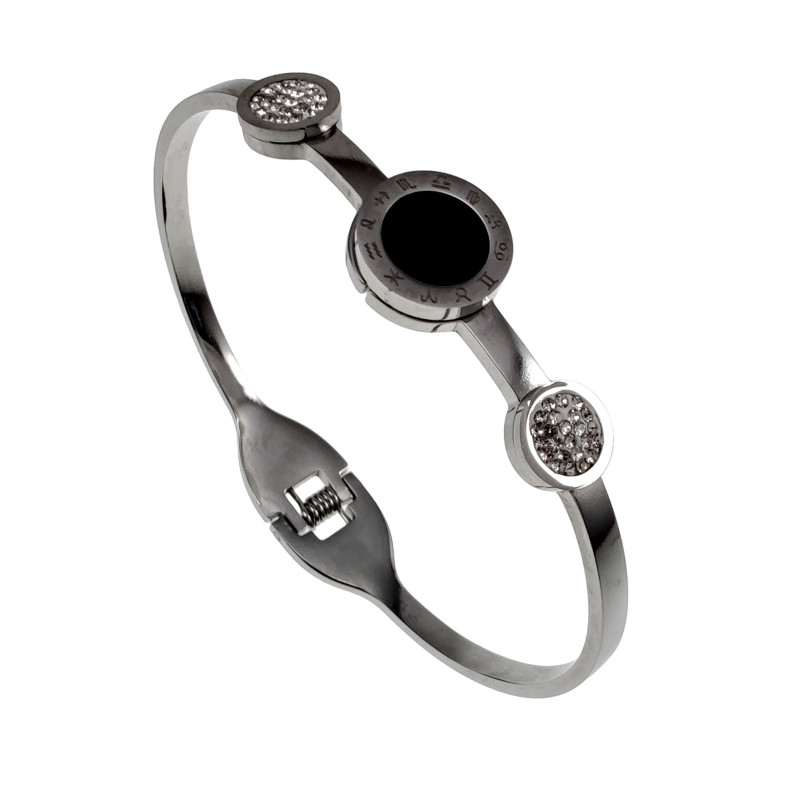 Stijlvolle RVS Bangle Armband met Sterrenbeelden en Zirkonia - Dames