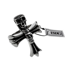 Stoere Herenring met Kruisdesign en Schedel Details - Roestvrij Staal